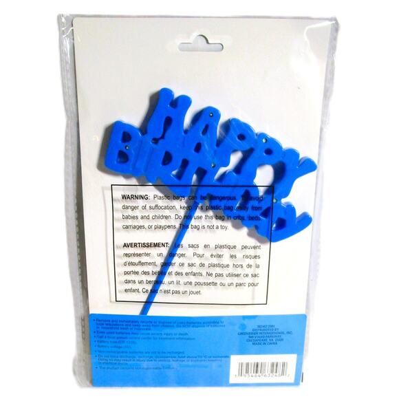 Greenbrier Happy Birthday Flashing Cake Topper Decoration Blue Battery Plastic - Picture 2 of 2